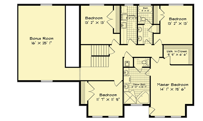 Plan 61270UT: Country Home Plan with Huge Bonus Room - Floor Plan - 2nd Floor - Traditional