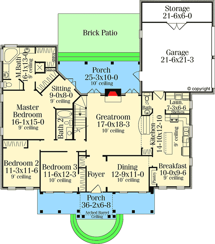 Plan 62026V: Spacious Bonus Area - Floor Plan - Main Level - Country, Southern, Traditional