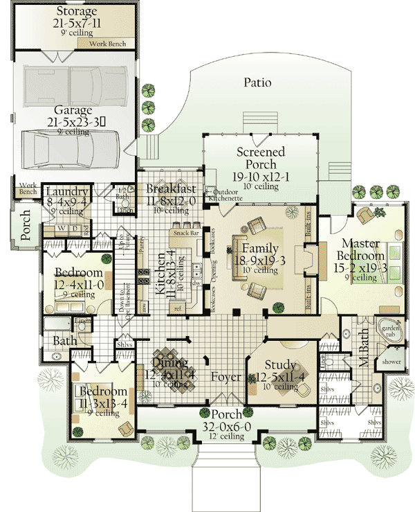 Plan 62116V: Stunning Southern Belle - Floor Plan - Main Level - Southern