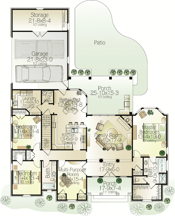 Plan 62126V: Flexible Space in Multiple Versions - Floor Plan - Main Level - Traditional