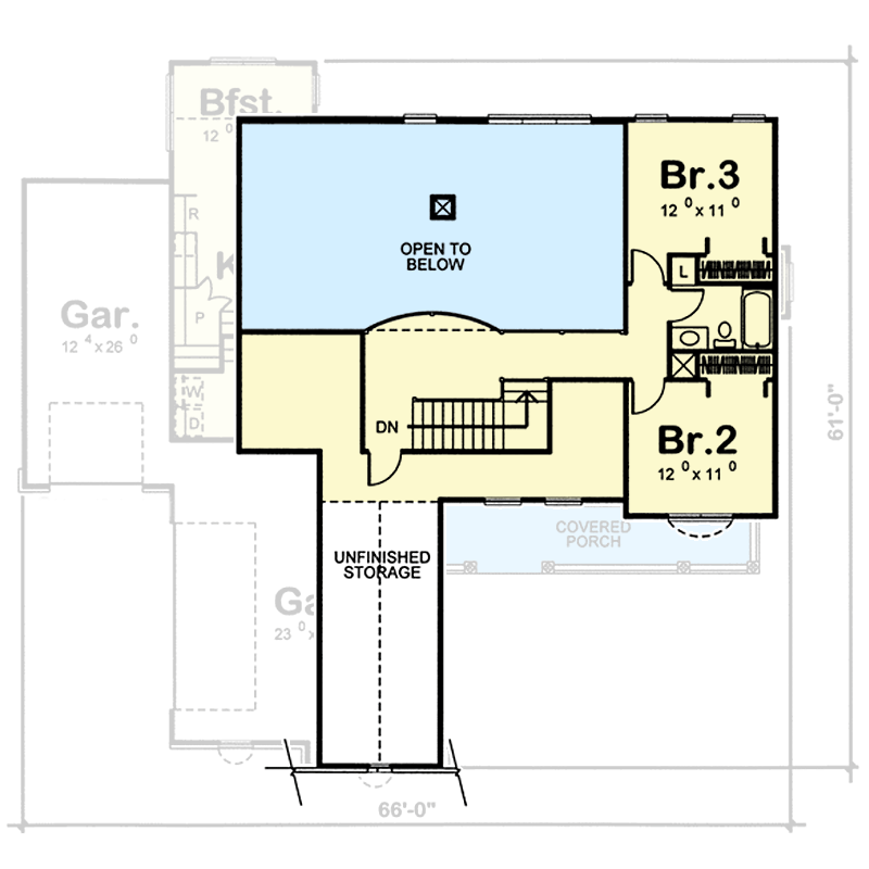 Plan 62436DJ: 2 Story Great Room with 3 Sided Fireplace - Floor Plan - 2nd Floor - Country, Southern, Traditional