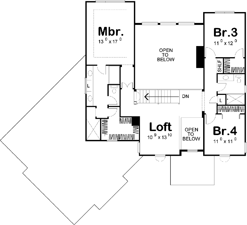 Plan 62495DJ: Four Bedrooms Plus a Den - Floor Plan - 2nd Floor - European, Northwest, Prairie