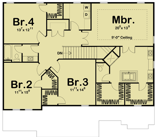 Plan 62505DJ: Flex Space - Floor Plan - 2nd Floor - Northwest, Prairie