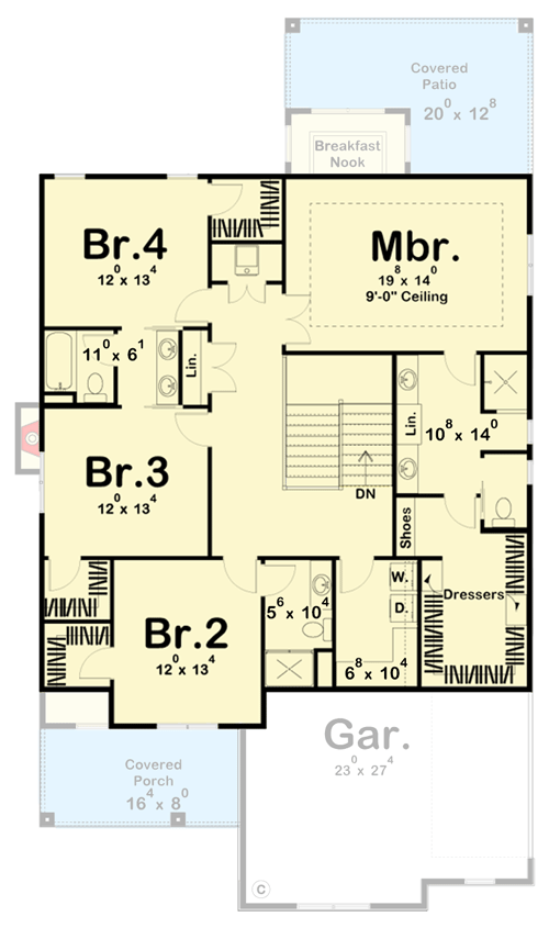 Plan 62559DJ: Traditional House Plan with Flex Room - Floor Plan - 2nd Floor - Traditional