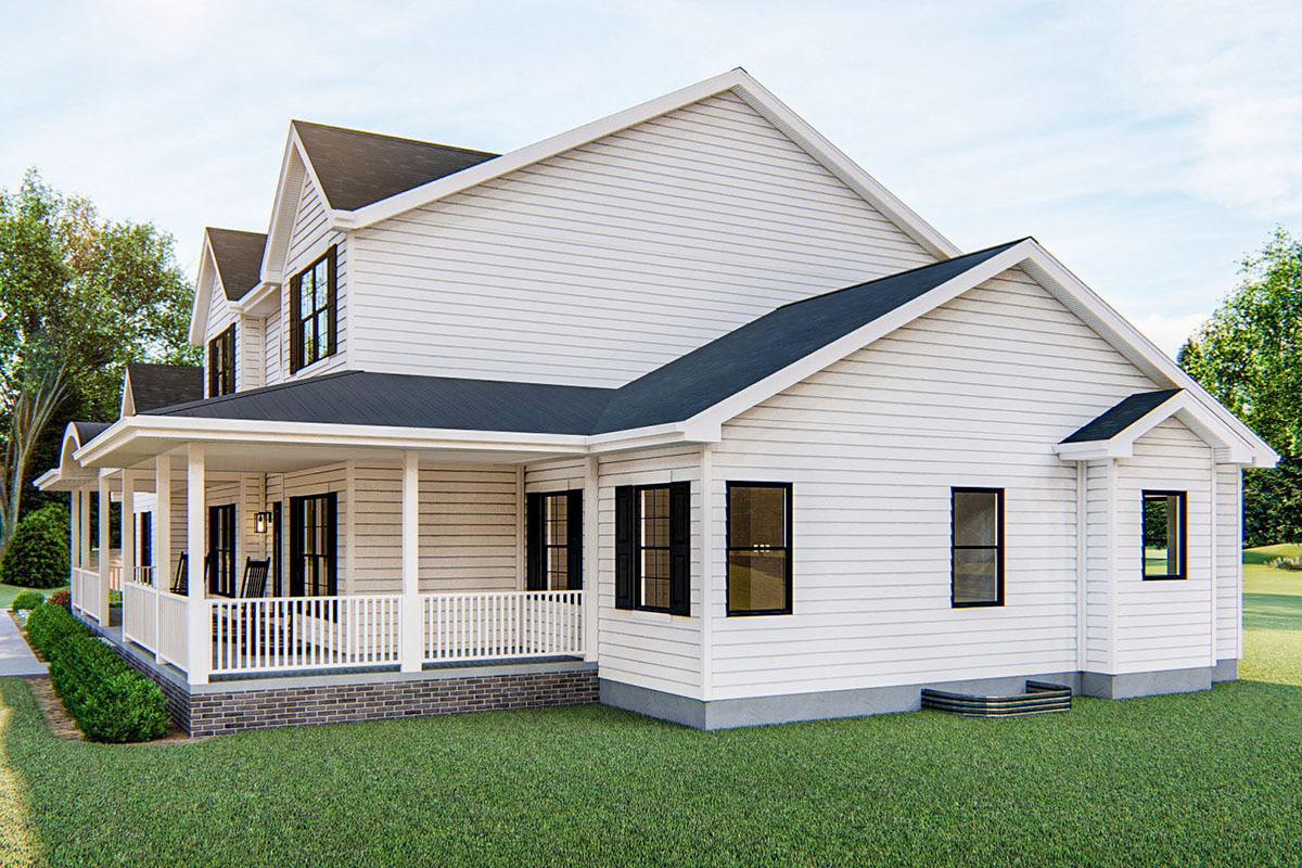 4-Bed Farmhouse Plan with 2-Story Family Room - 62580DJ | Architectural ...