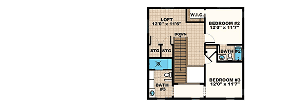 Plan 66343WE: Three Bedrooms and Two Outdoor Spaces - Floor Plan - 2nd Floor - Florida-Style, Southern