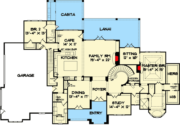 Plan 67128GL: Marvelous Detailing - Floor Plan - Main Level - European, Traditional