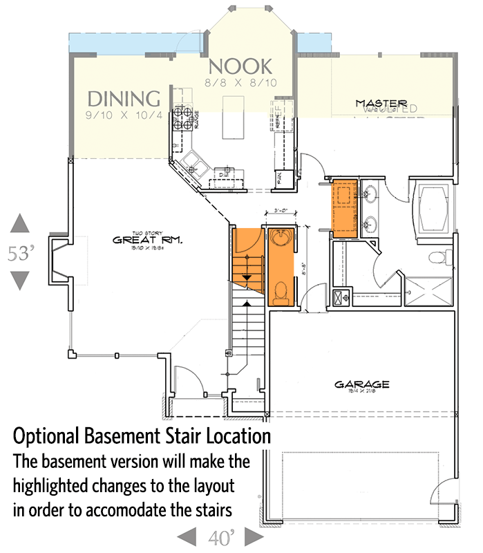 Plan 6824AM: Contemporary Home Designed for Narrow Lot - Floor Plan - Optional Stair Location - Northwest, Traditional