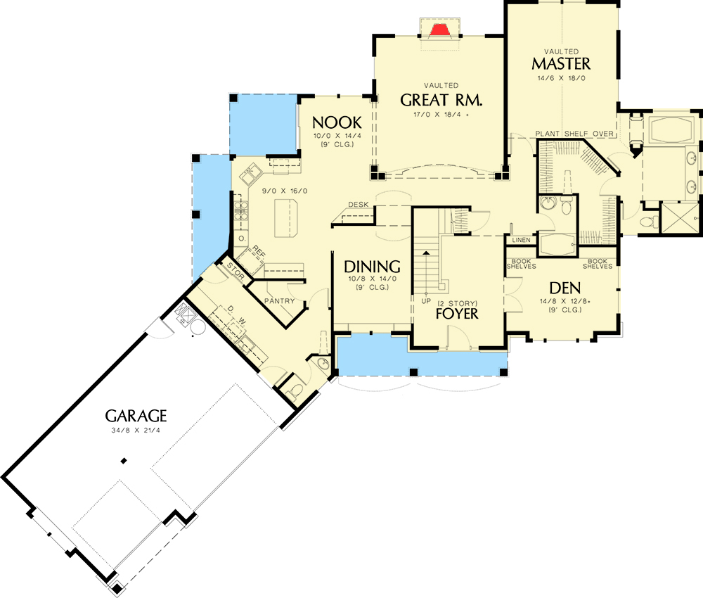 Plan 69012AM: A Touch of Rustic - Floor Plan - Main Level - Northwest, Traditional