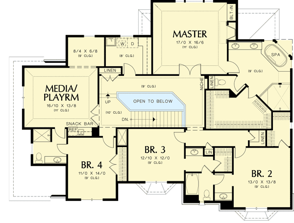 Plan 69071AM: Stately Stone Facade - Floor Plan - 2nd Floor - Traditional
