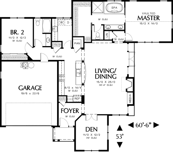 Plan 69122AM: European Cottage Plan with Covered Porch - Floor Plan - Main Level - European, Northwest