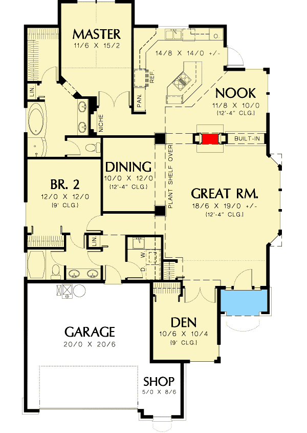Plan 69253AM: Multi-Gabled Great Room Plan - Floor Plan - Main Level - Cottage, Traditional