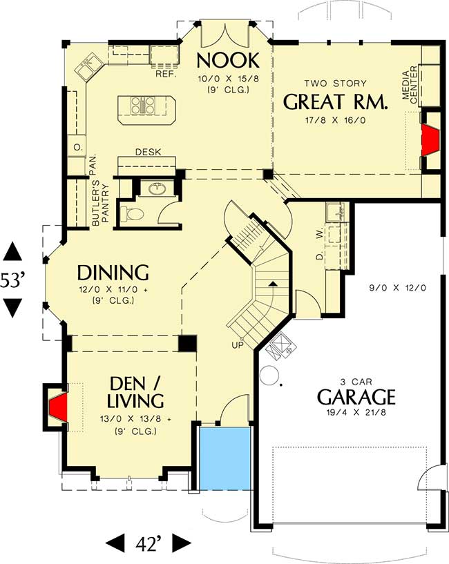 Plan 6928AM: Open, Flexible Environment - Floor Plan - Main Level - Northwest, Traditional