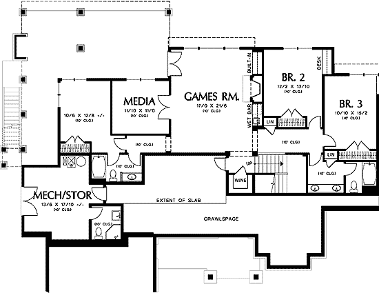 Plan 69408AM: Lavishly Comfortable - Floor Plan - Lower Level - Craftsman, European, French Country, Mountain, Northwest
