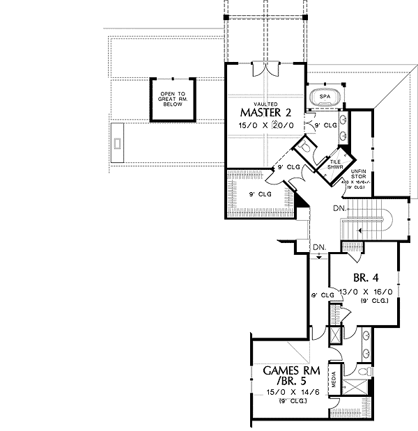 Plan 69462AM: Arts and Crafts with Two Master Suites - Floor Plan - 2nd Floor - Craftsman, Mountain, Northwest