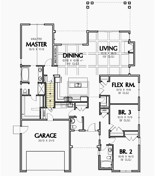 Plan 69538AM: 3-Bed Craftsman House Plan with Flex Room and Optional Bonus - 2200 Sq Ft - Floor Plan - Basement option - Country, Craftsman, Northwest