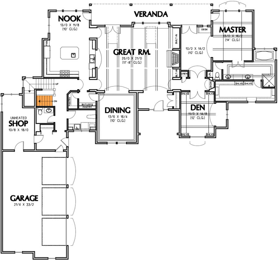 Plan 6954AM: Epitome of European Style House Plan - 3505 Sq Ft - Floor Plan - Basement Stairs
 - European, French Country, Traditional