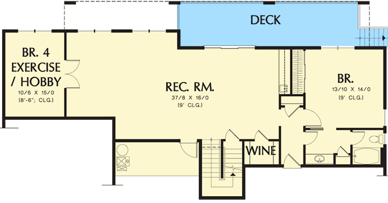 Plan 69581AM: Rec Room with Wine Cellar - Floor Plan - Finished Lower Level - Northwest, Traditional