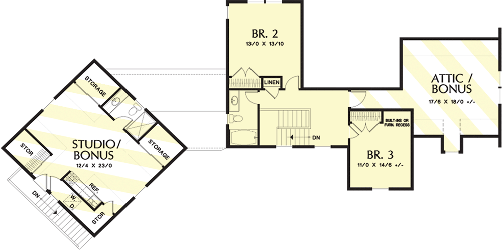 Plan 69610AM: Traditional Home with Detached Apartment Studio - Floor Plan - 2nd Floor - Country, Traditional