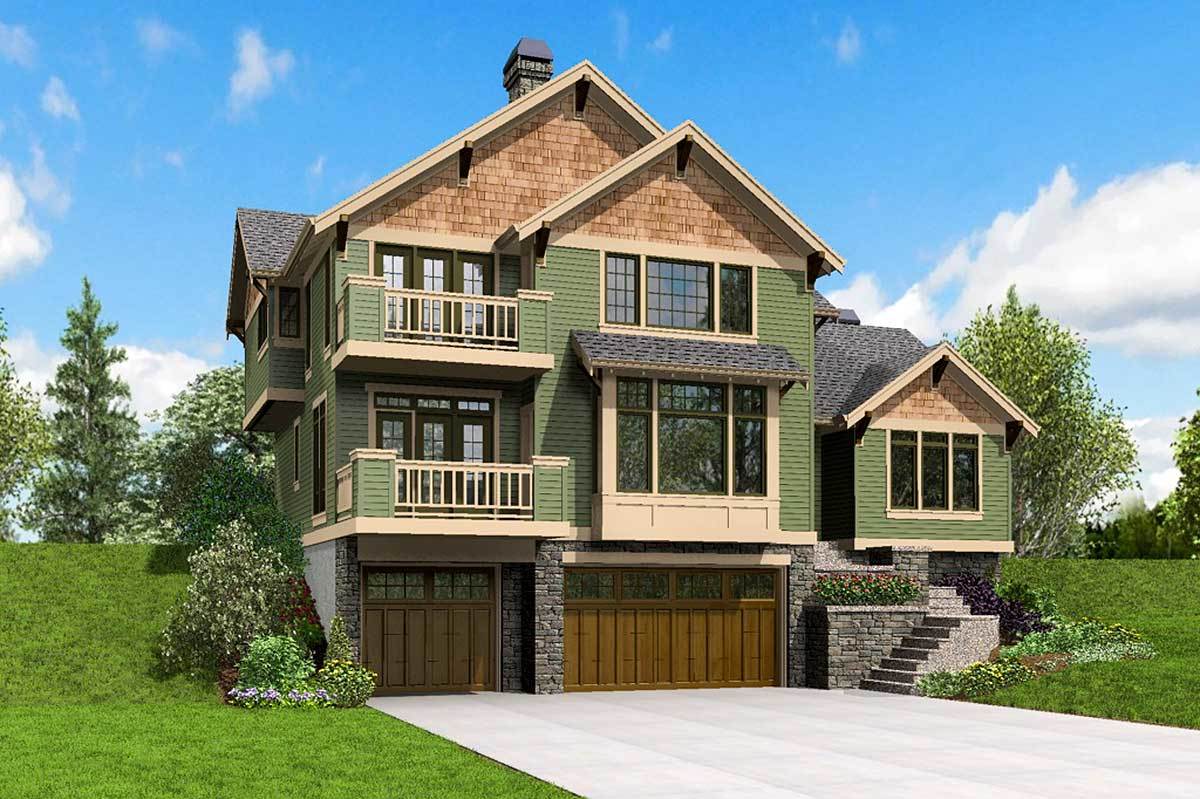 Decks and Drive Under House Plan - 69620AM | Architectural Designs ...