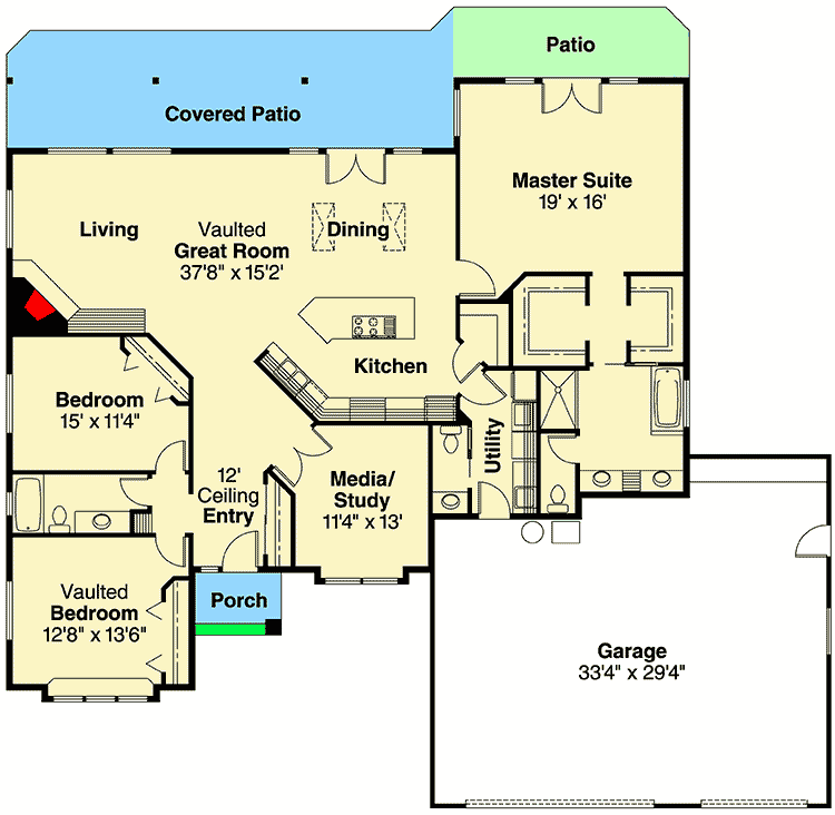 Plan 72053DA: Volume and Light - Floor Plan - Main Level - Traditional