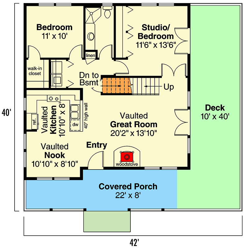 Plan 72055DA: Flexible 2-3 Bed House Plan with Loft and Grand Wrap-Around Porch - Floor Plan - Main Level - Country, Vacation