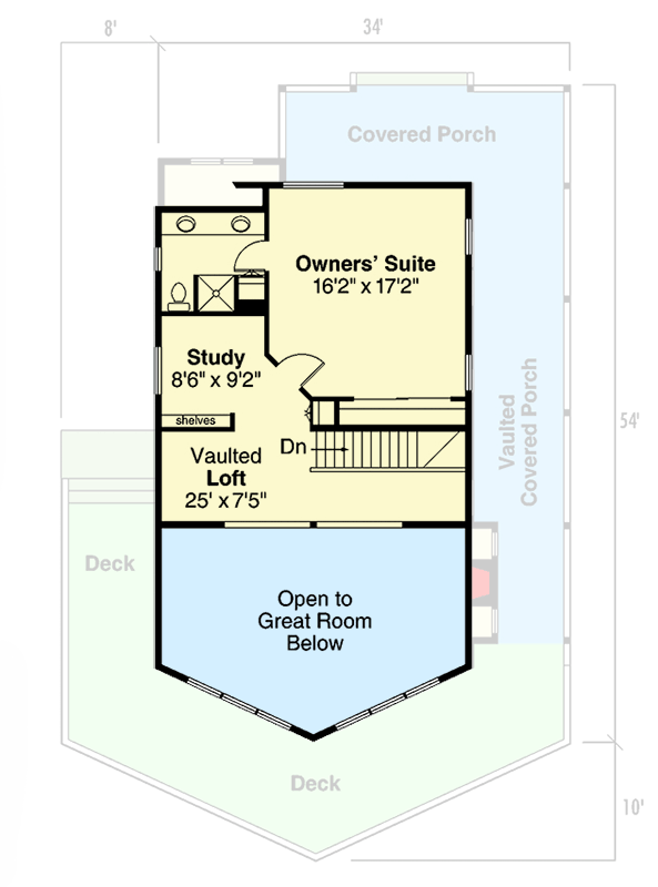 Plan 72062DA: Attractive Vacation Retreat - Floor Plan - 2nd Floor - Cabin, Contemporary, Mountain, Vacation