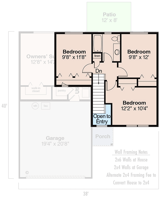 Plan 72076DA: Compact Craftsman House Plan with Main Level Owners Suite - Floor Plan - 2nd Floor - Country, Craftsman, Traditional