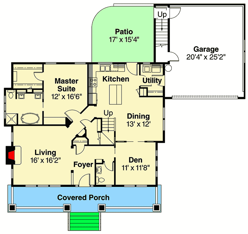 Plan 72092DA: Contrasting Outer Materials - Floor Plan - Main Level - Cottage, Country, Mountain