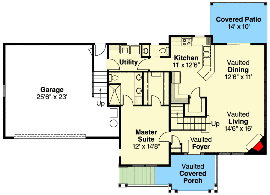 Plan 72146DA: Craftsman House Plan with Vaulted Ceilings and Loft - Floor Plan - Main Level - Country, Craftsman, Traditional