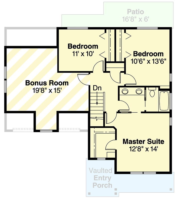 Plan 72150DA: Craftsman New American House Plan with Three Bedrooms and Bonus Space - Floor Plan - 2nd Floor - Craftsman, New American