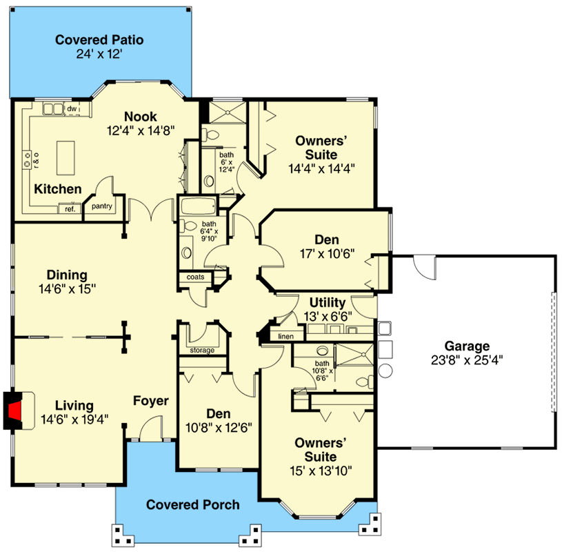 Plan 72207DA: Craftsman Ranch House Plan with Dual Master Suites