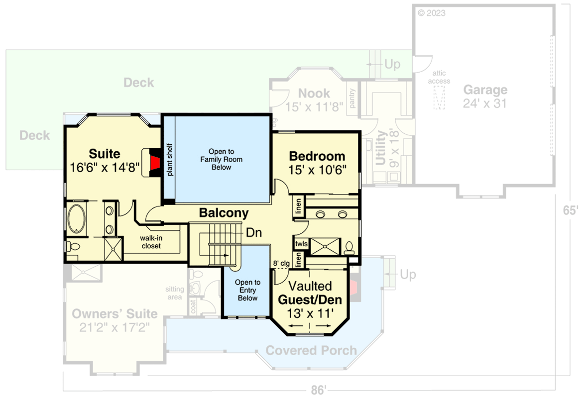 Plan 72493DA: Nostalgic Country Farmhouse - Floor Plan - 2nd Floor - Country, Farmhouse