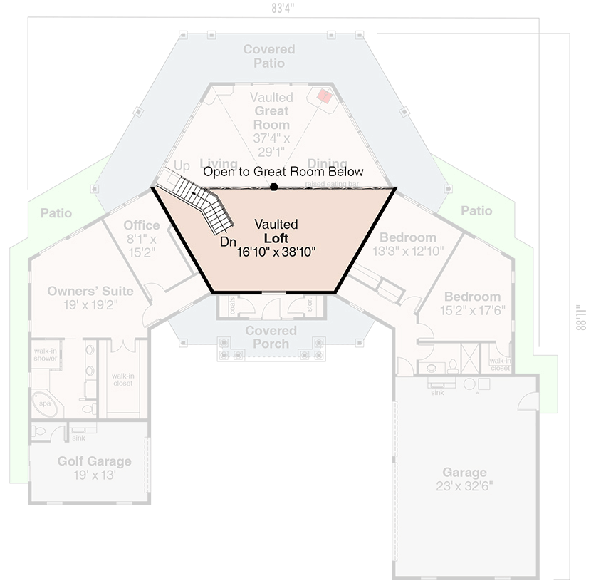 Plan 72497DA: Elegant Contemporary Southern House Plan with Two-Story Great Room and Golf Garage - Floor Plan - 2nd Floor - Contemporary, Southern
