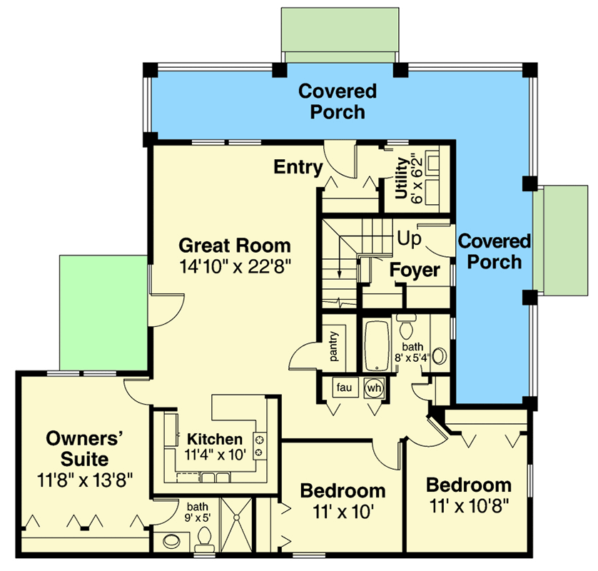 Plan 72534DA: Single Family Curb Appeal with Duplex Utility - Floor Plan - Main Level - Country, Craftsman, Traditional