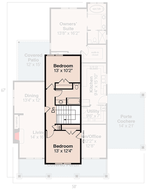 Plan 72549DA: Bungalow House Plan with Three Bedrooms and Porte Cochere - Floor Plan - 2nd Floor - Bungalow, Craftsman, Northwest