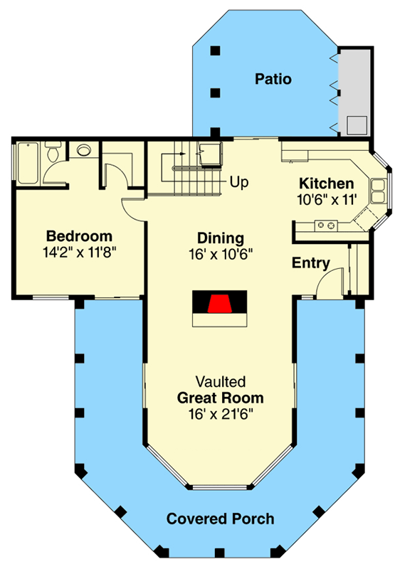 Plan 72575DA: Mediterranean House Plan with Loft and Wraparound Porch - Floor Plan - Main Level - Mediterranean