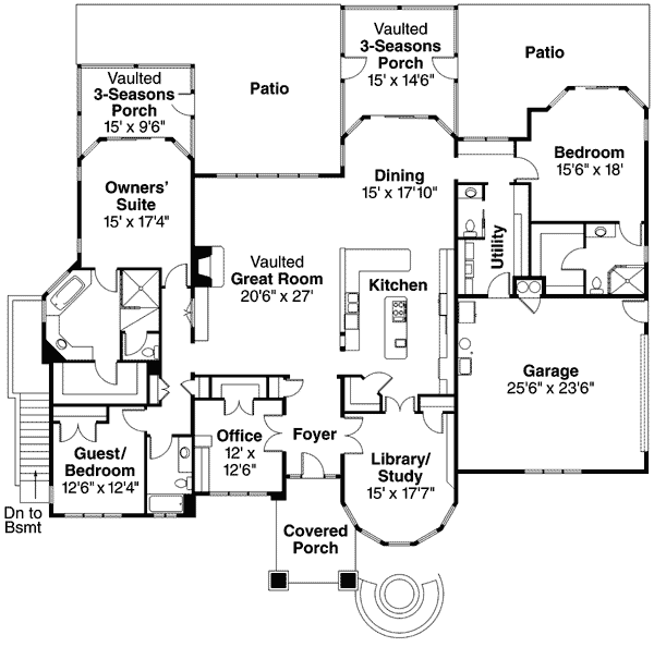 Plan 72634DA: Smart Prairie-Style Home Plan - Floor Plan - Main Level - Northwest, Prairie