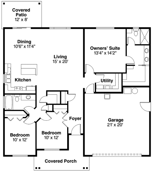 Plan 72642DA: Cozy Cottage - Floor Plan - Main Level - Cottage, Northwest, Ranch