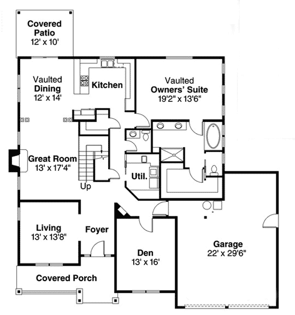 Plan 72663DA: Craftsman Detailing - Floor Plan - Main Level - Country, Craftsman, Northwest