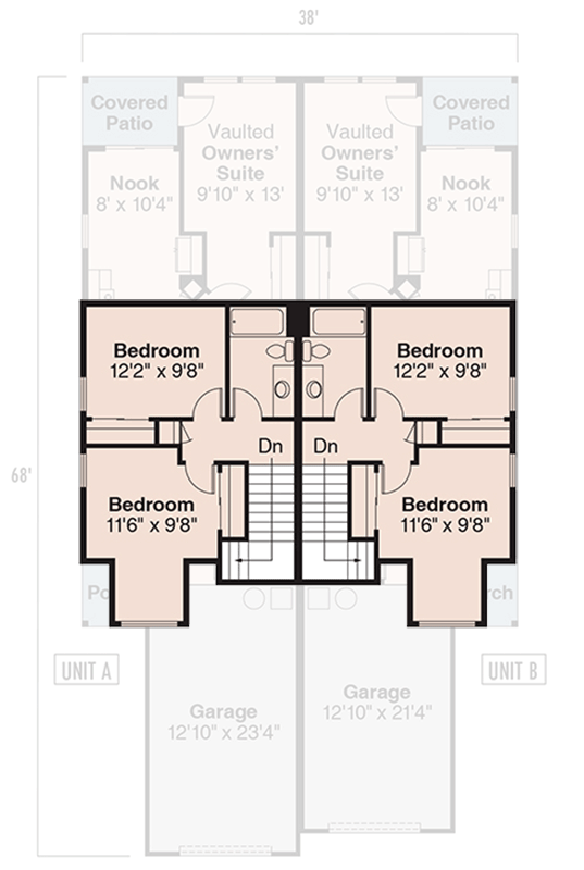 Plan 72665DA: Craftsman Duplex Home Plan - Floor Plan - 2nd Floor - Country, Craftsman, Traditional