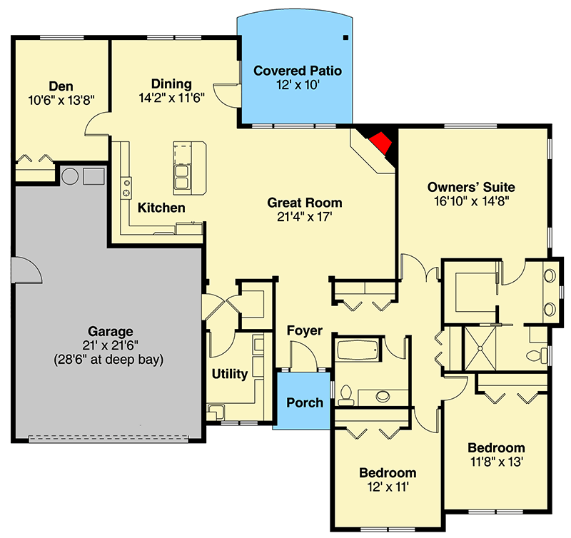 Plan 72692DA: Northwest  Ranch Home Plan - Floor Plan - Main Level - Craftsman, Northwest, Ranch