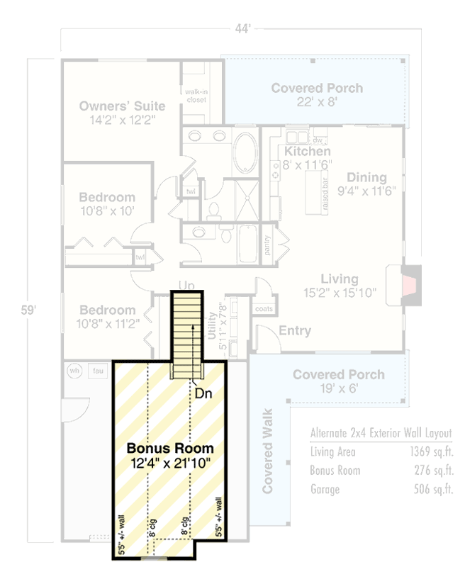 Picture of Plan 72697DA: Compact Ranch House Plan with Rear Patio - 1369 Sq Ft