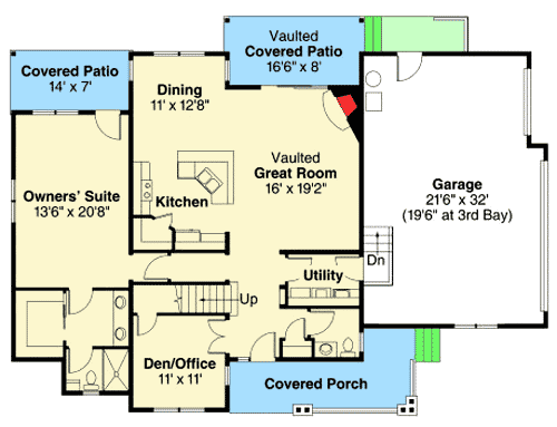 Plan 72715DA: Vaulted Covered Patio In Back - Floor Plan - Main Level - Country, Traditional