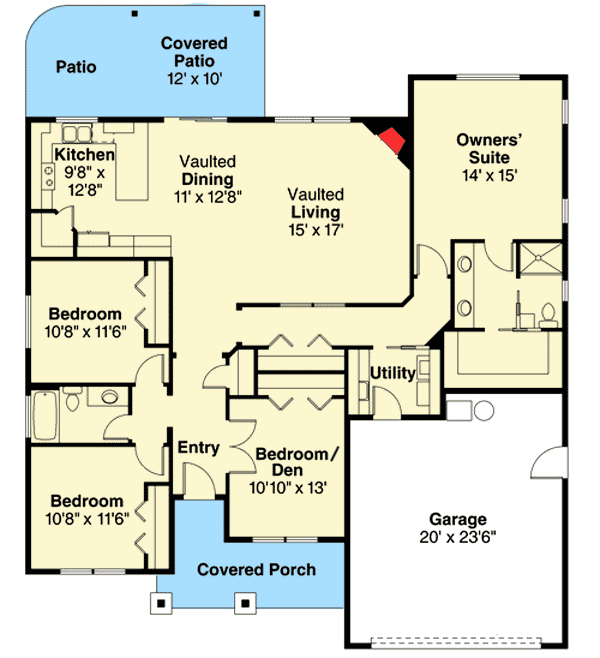 Plan 72731DA: Shingle Sided Compact Ranch Home Plan - Floor Plan - Main Level - Craftsman, Northwest, Ranch