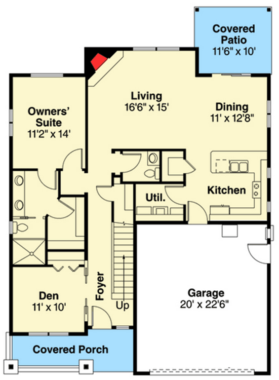 Plan 72737DA: Shed Dormered Country Cottage - Floor Plan - Main Level - Cottage, Country