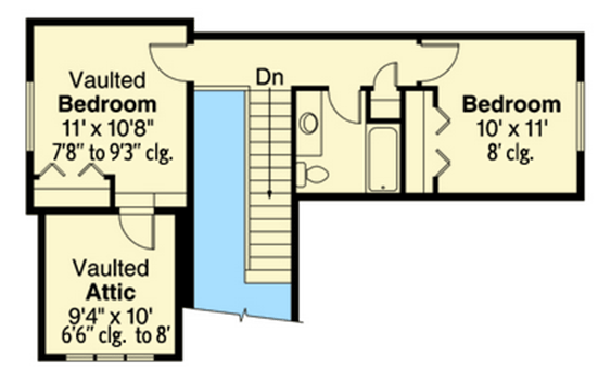 Plan 72737DA: Shed Dormered Country Cottage - Floor Plan - 2nd Floor - Cottage, Country