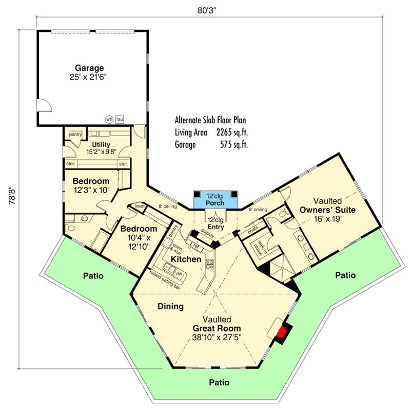 Plan 72739DA: Hexagonal Mediterranean House Plan - Floor Plan - Main Level - Mediterranean, Spanish
