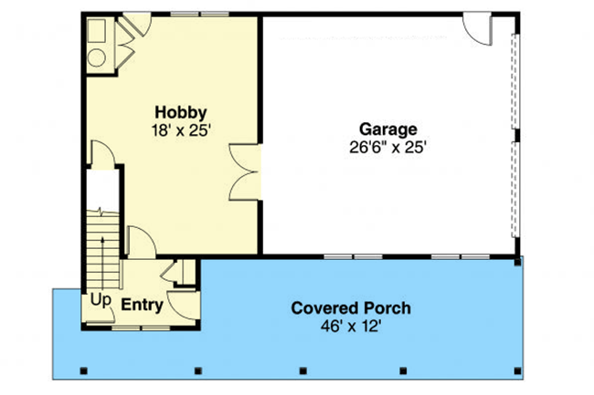 Plan 72744DA: Craftsman Garage Apartment - Floor Plan - Main Level - Carriage, Craftsman, Vacation