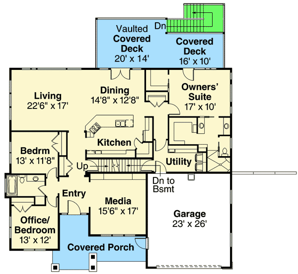 Plan 72836DA: One Story Craftsman with Lower Level Boat Storage - Floor Plan - Main Level - Craftsman, Northwest